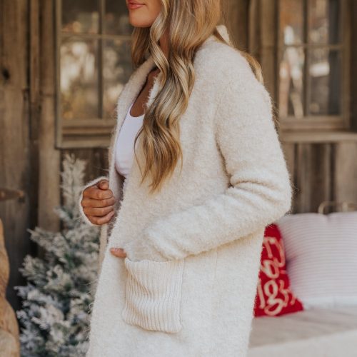 fuzzy beige cozyknit patch pocket cardigan 713097