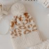 Fuzzy Ivory Leopard Print Pom Beanie - Magnolia Boutique