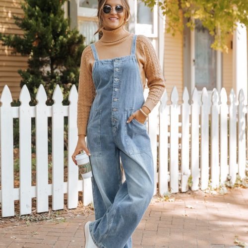 georgia wide leg denim overalls 474325