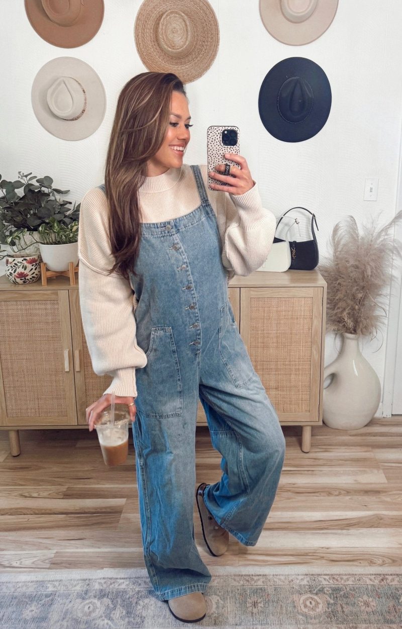 georgia wide leg denim overalls 803438