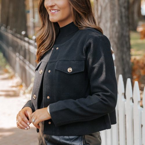 going places black structured jacket 153185