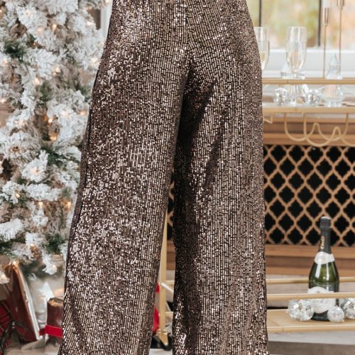 gold sequin flared leg pants 272912