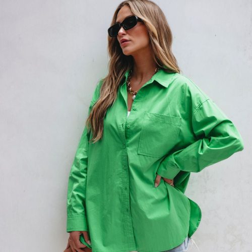 green button down cotton shirt pre order 366590