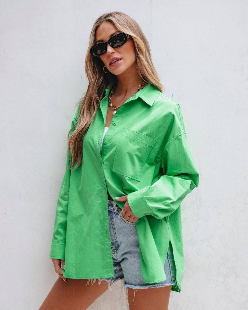 green button down cotton shirt pre order 632033