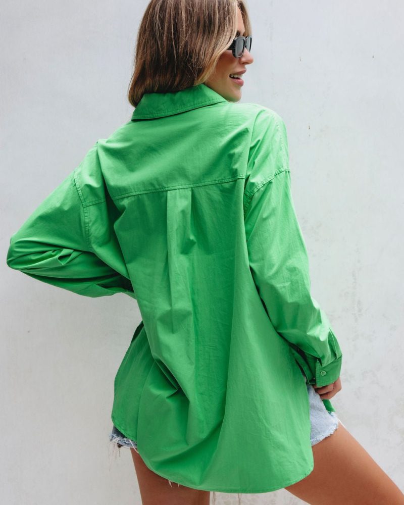 green button down cotton shirt pre order 880150