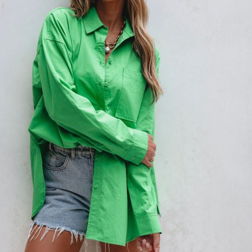 green button down cotton shirt pre order 882122