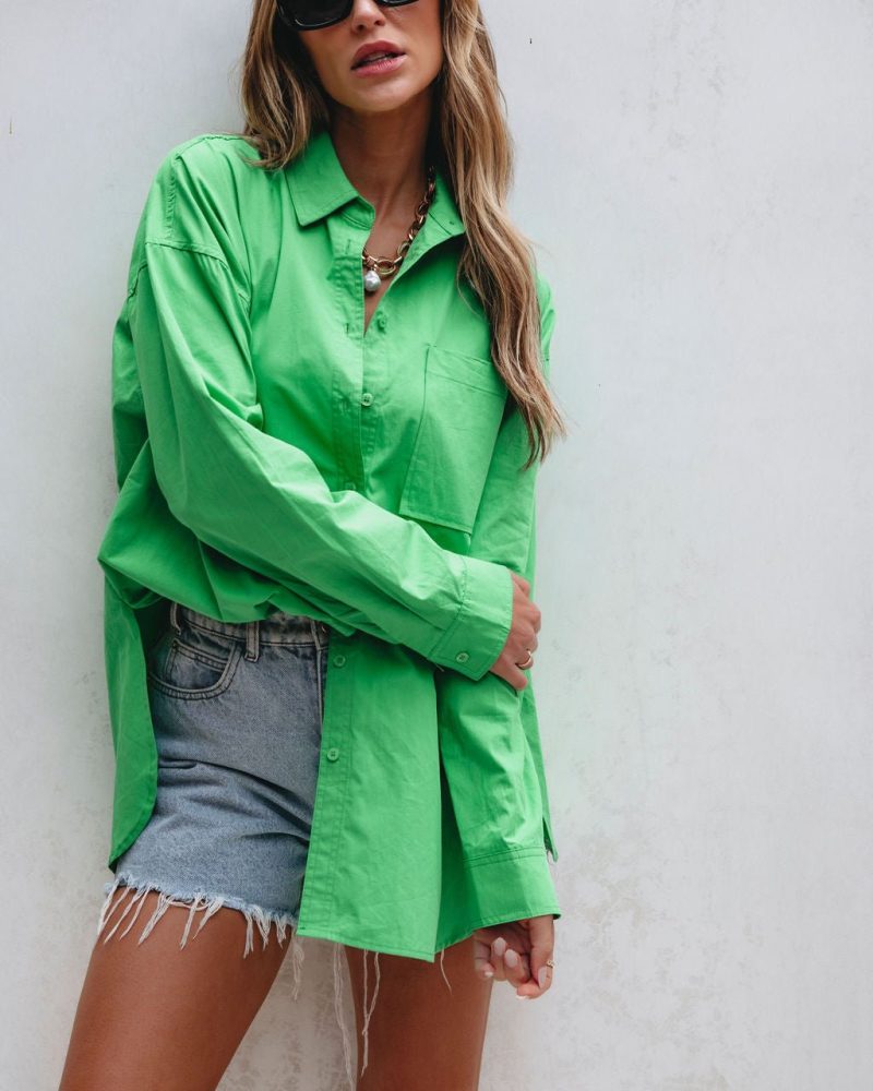 green button down cotton shirt pre order 882122