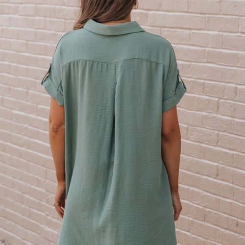 green button up shirt dress 894024