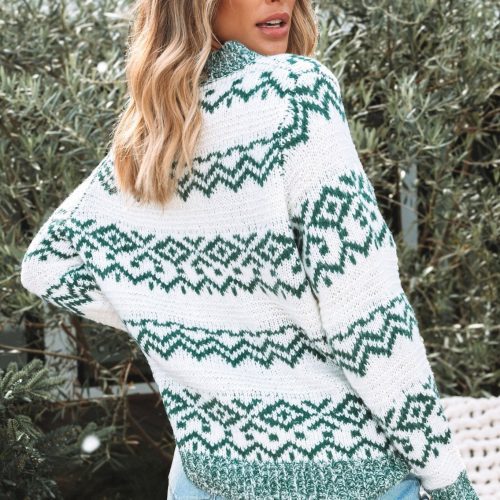 green fair isle pullover sweater 734170