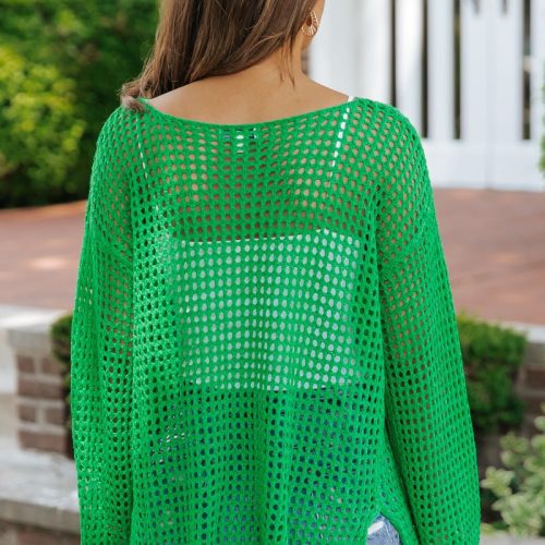 green long sleeve cover up top 923719