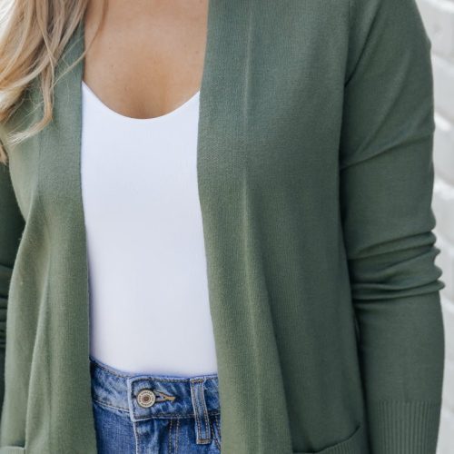 green open front ribbed sweater cardigan 365543