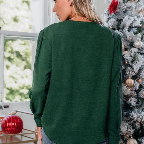 green surplice v neck top 479218