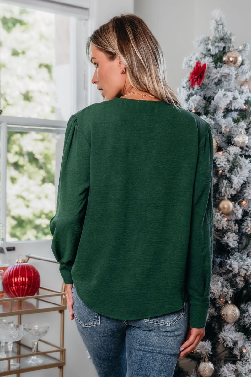 green surplice v neck top 479218