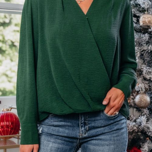 green surplice v neck top 891382