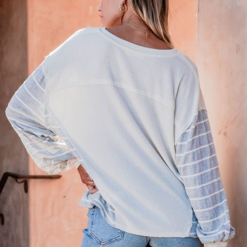 grey and cream contrast striped sweater 644798