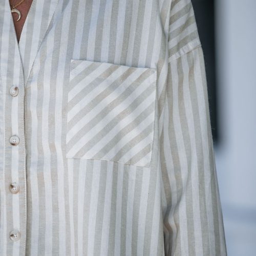 grey and white striped button down shirt 323005