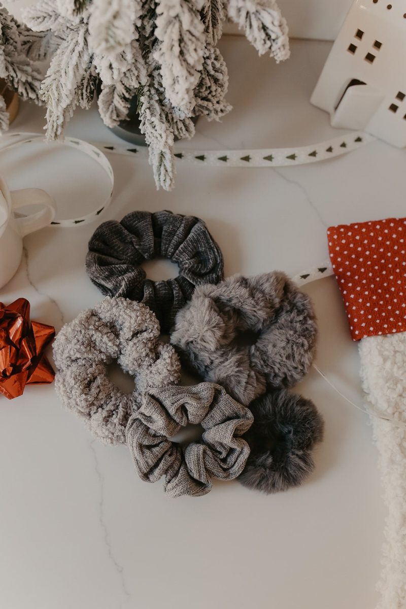 grey assorted velvet scrunchies set 386659