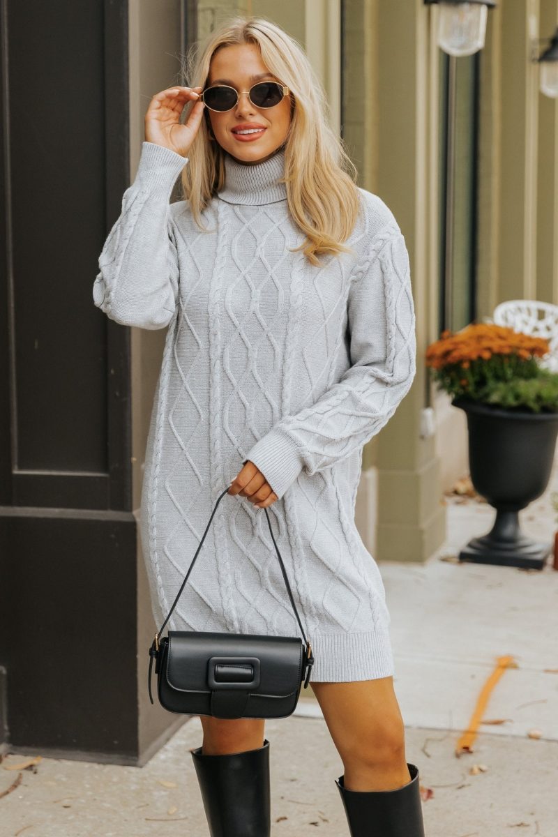 grey cable knit sweater dress 674030