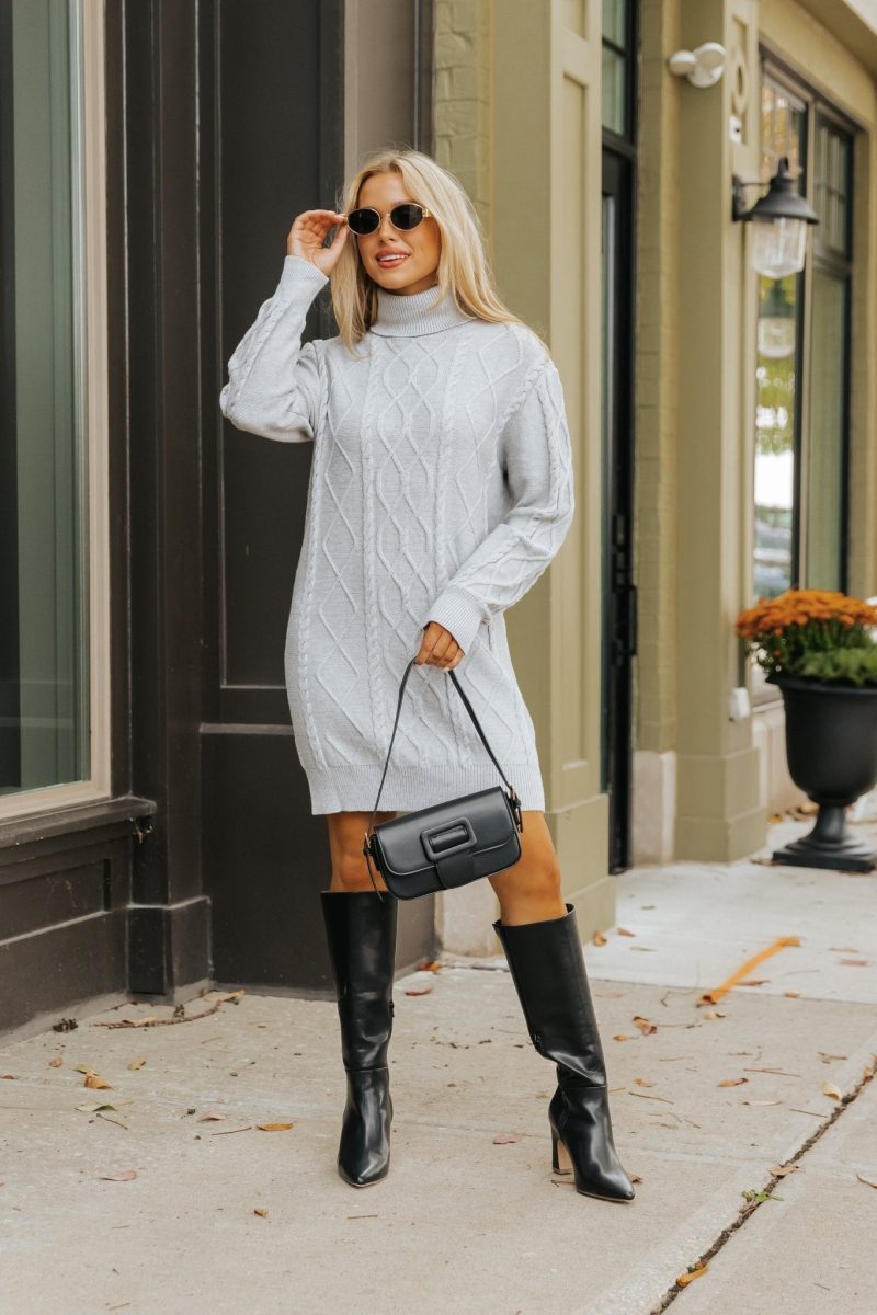 grey cable knit sweater dress 853348