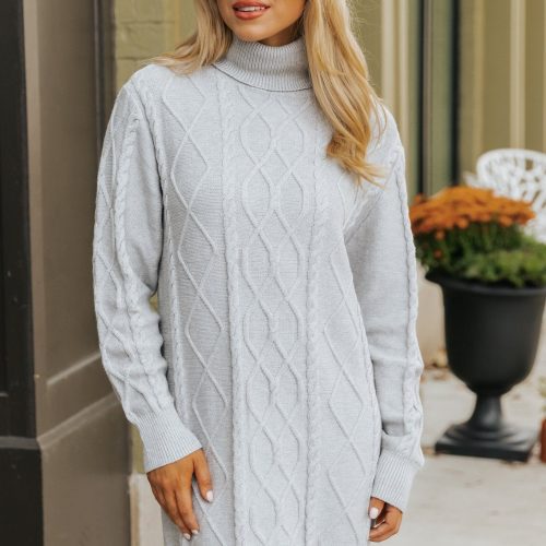 grey cable knit sweater dress 904887