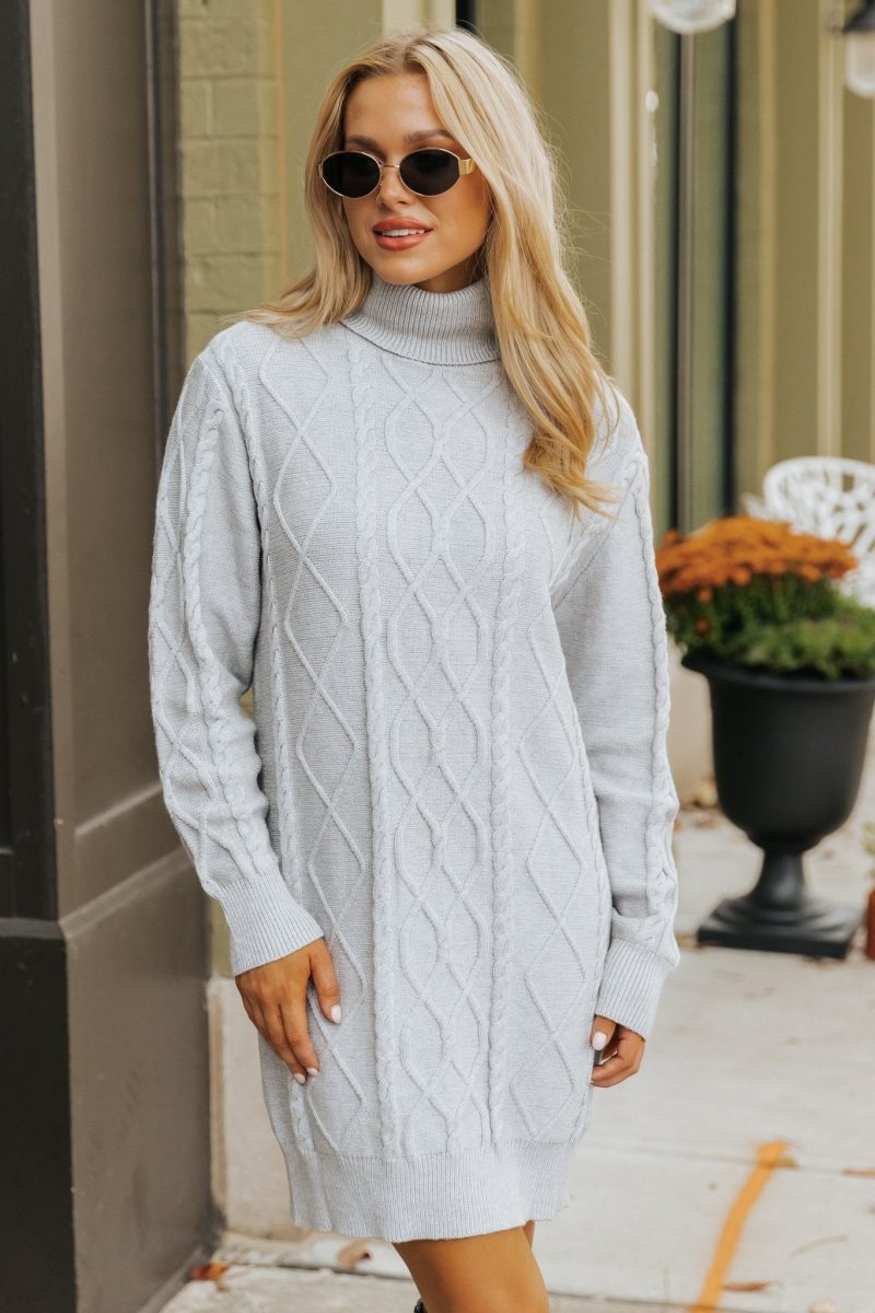 grey cable knit sweater dress 904887