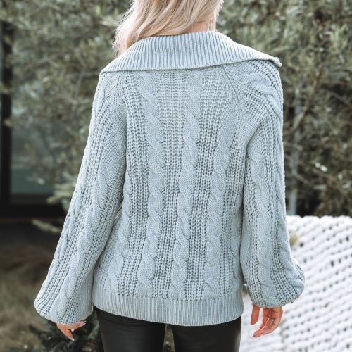 grey cable knit zip up sweater 561907