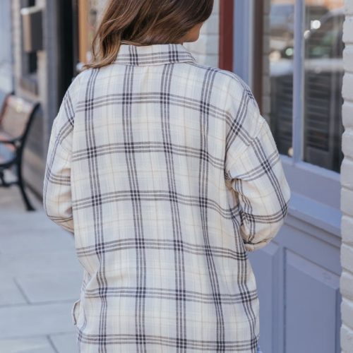 grey plaid button down shirt pre order 809784