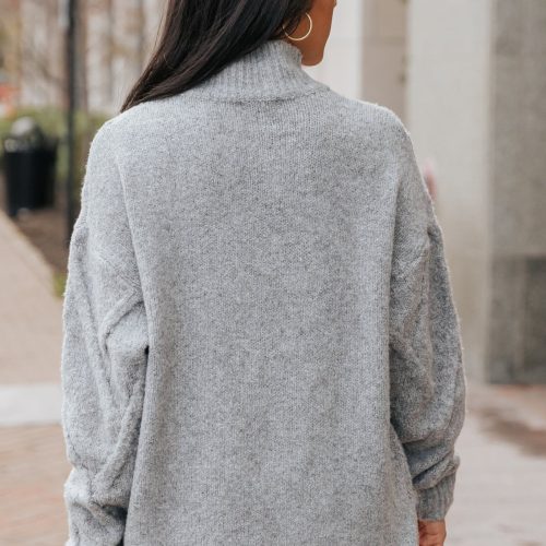 grey textured mock neck sweater 978224