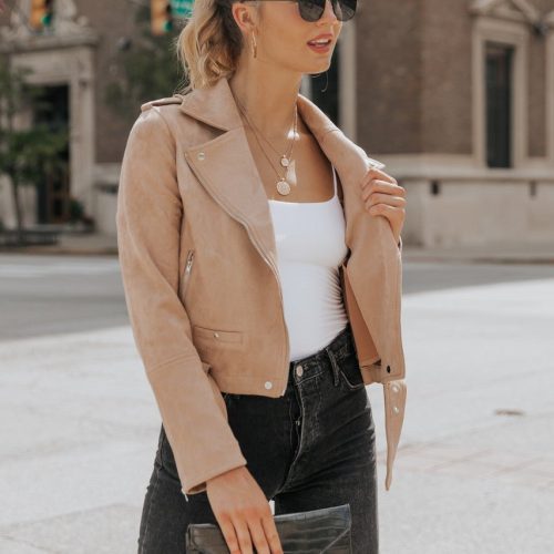 hallie vegan suede moto jacket final sale 491721