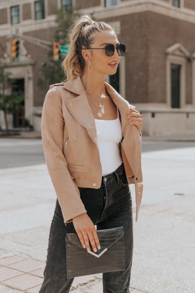 hallie vegan suede moto jacket final sale 491721