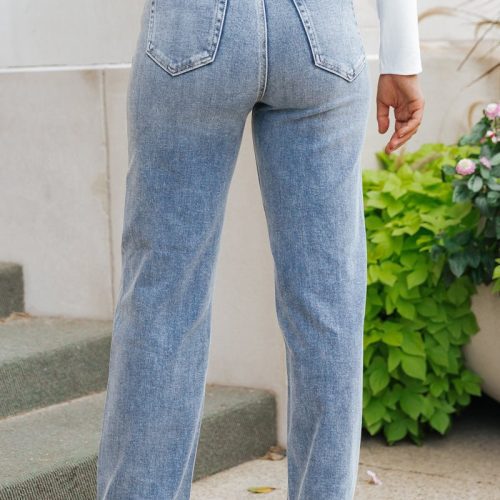 hidden medium wash frayed straight leg jeans 174641