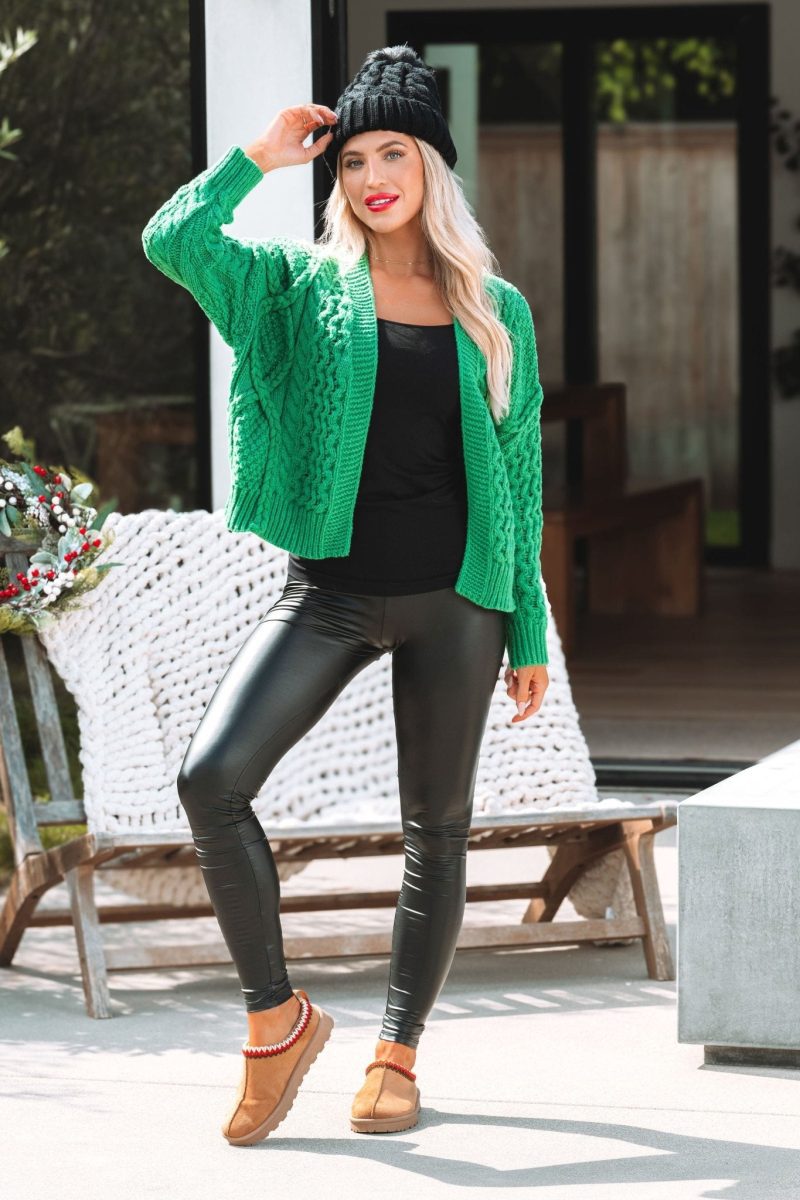 holiday cheer green cable knit cardigan 398199