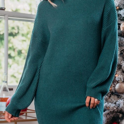 its a beaut turtleneck sweater dress green 415265