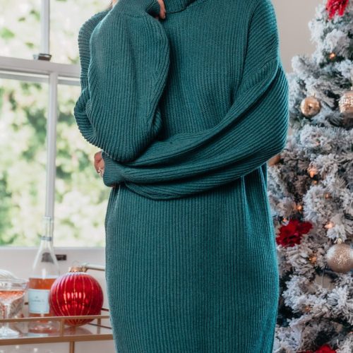 its a beaut turtleneck sweater dress green 567175