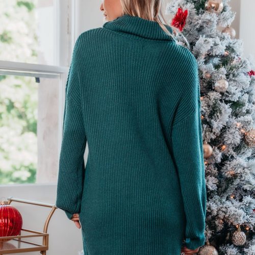 its a beaut turtleneck sweater dress green 894817