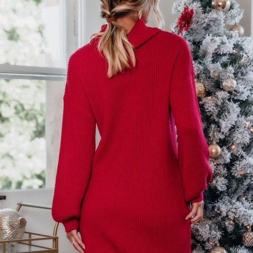 its a beaut turtleneck sweater dress red 439482