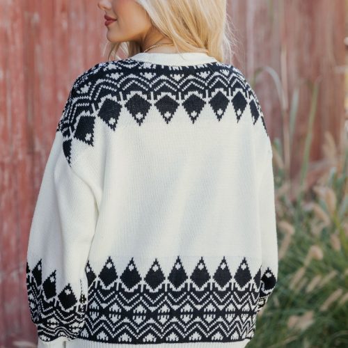 ivory and black aztec print cardigan 425434