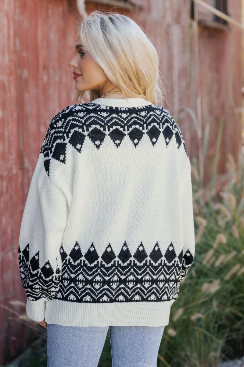 ivory and black aztec print cardigan 425434