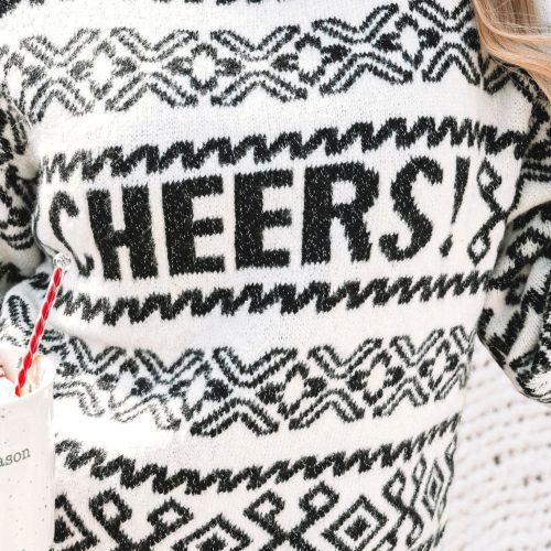 ivory and grey aztec print cheers sweater 158968