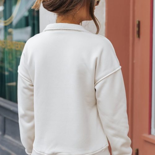 ivory half zip up fleece sweatshirt 449366