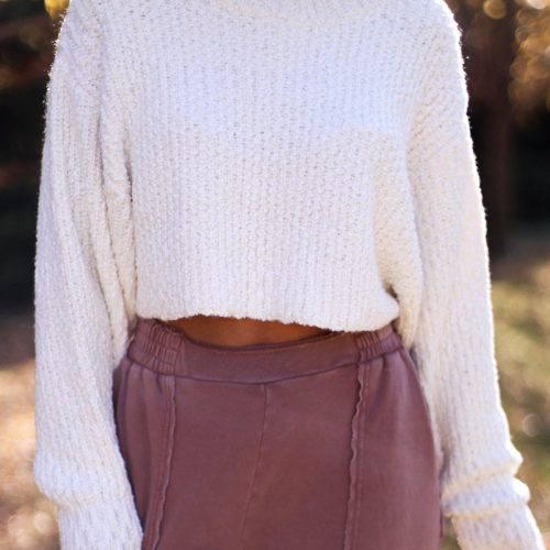 ivory popcorn knit cropped sweater 538601