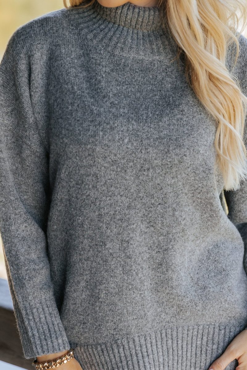 joanna brushed turtleneck sweater charcoal 538625