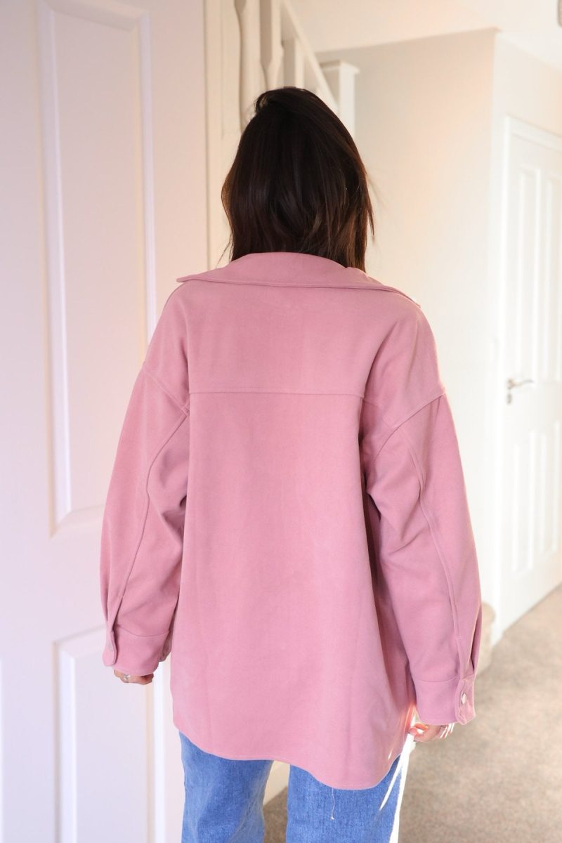 jolene pink brushed shacket 416441