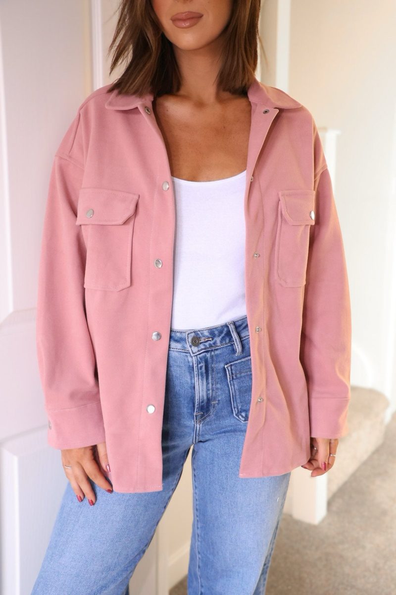 jolene pink brushed shacket 932900