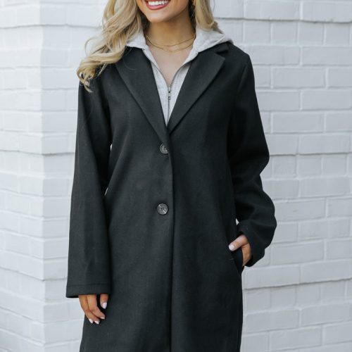 josie black contrast hooded coat 783951