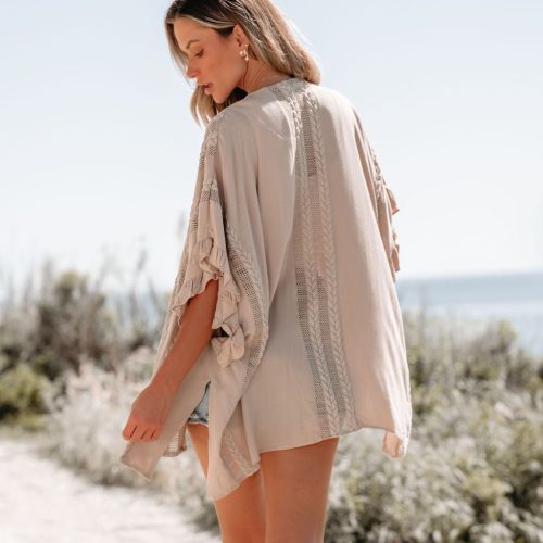 latte open front textured kimono 202392