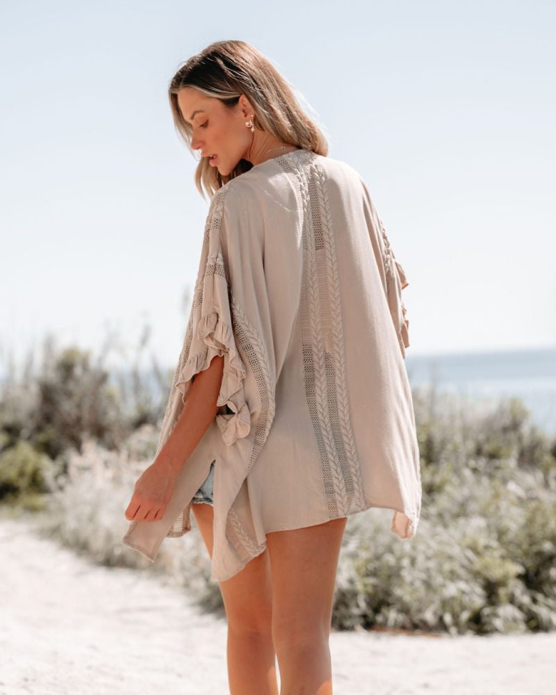 latte open front textured kimono 202392