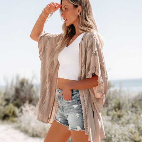 latte open front textured kimono 543657