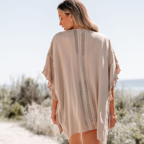 latte open front textured kimono 732563