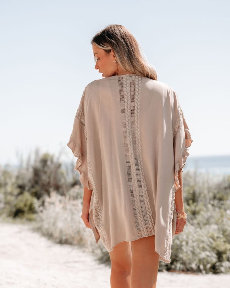 latte open front textured kimono 732563